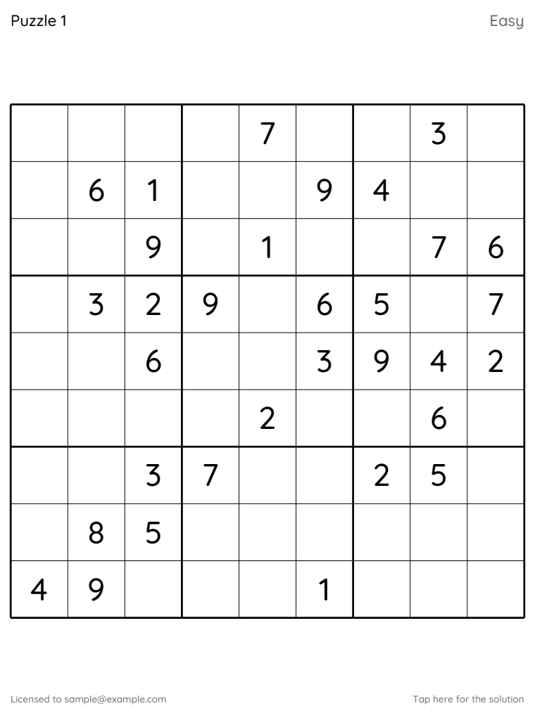 A page from Easy, 100 puzzles