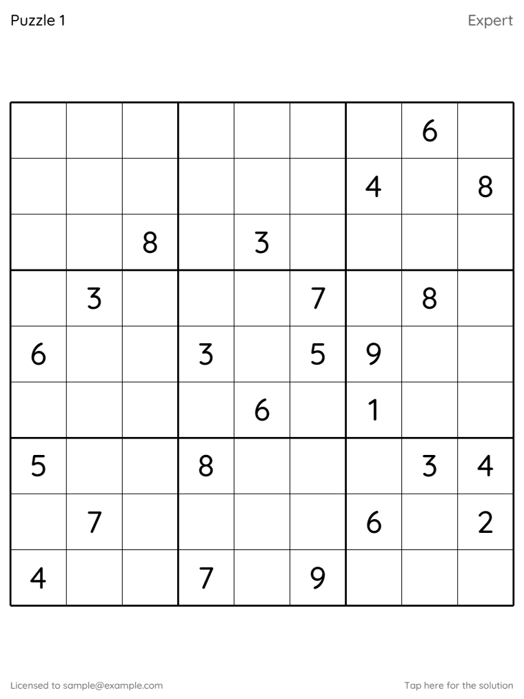 A page from Expert, 100 puzzles
